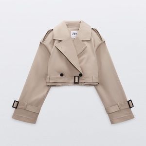 Zara oversized cropped biker/trench jacket with tags.